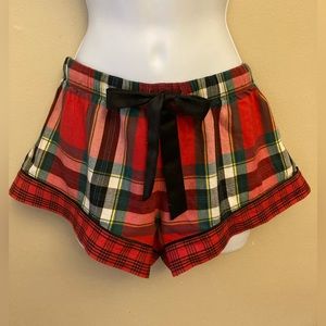 Victoria’s Secret plaid flannel sleep shorts with satin drawstring size XS